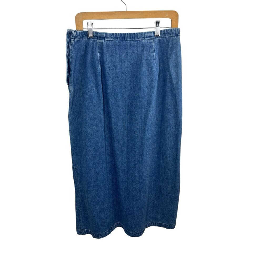 Vintage Eddie Bauer Skirt Women 12P Blue Maxi Denim Modest Western y2k - Picture 2 of 9